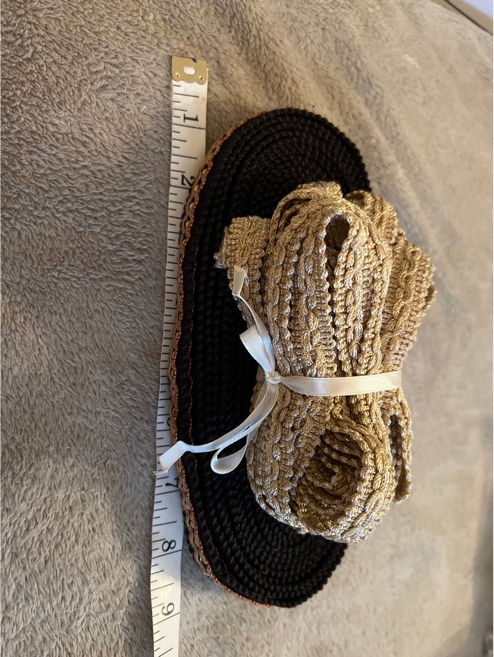 Black and Beige Woven Trim Ribbon Set